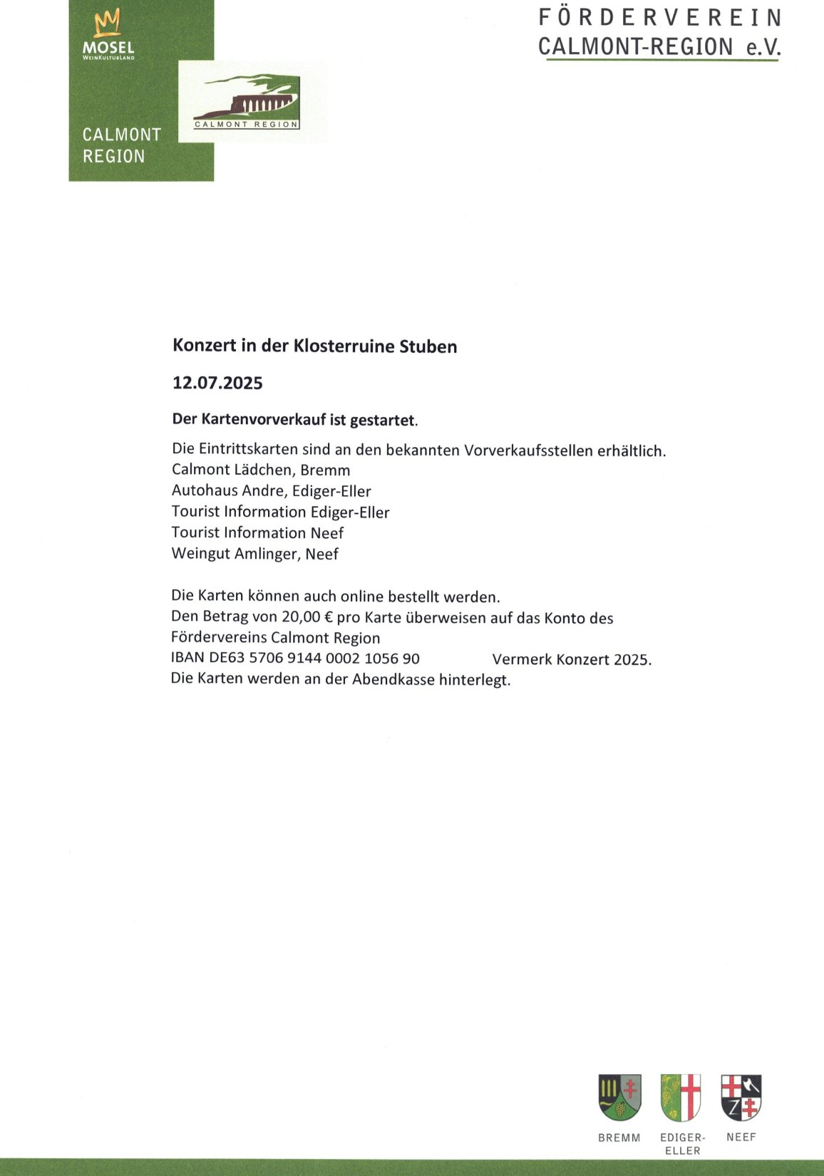 Vorverkauf Stuben Vorverkauf Stuben